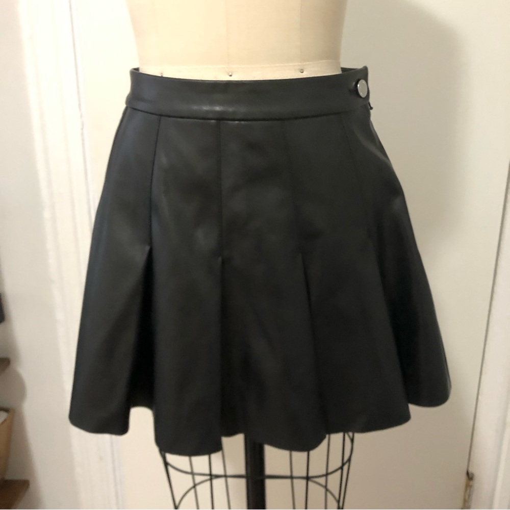 Danielle Bernstein Vegan Leather Pleated Skirt